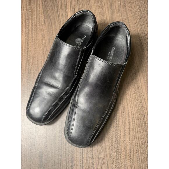 Kenneth Cole Black Leather Slip-on Men’s Dress Shoes Square Toe 8.5 - Picture 1 of 6